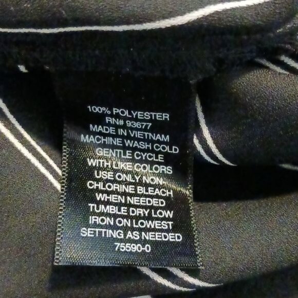 Worthington Black V-neck‎ Blouse with White Stripes Long 3/4 Sleeves Size 0X - Picture 10 of 10